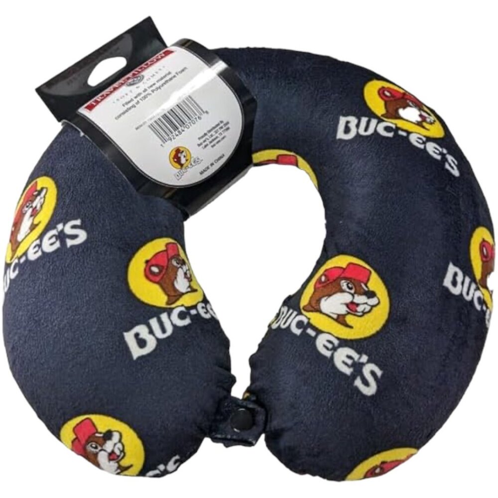 NEW / Buc-ee's Black Logo Neck/Travel Pillow